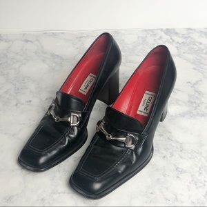Vintage Celine Black Loafer Chunky Heels Size 37 Size 6.5